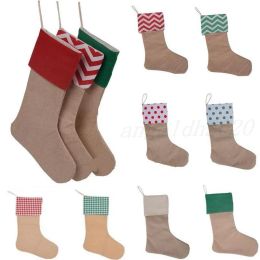 1218inch high quality canvas christmas stocking gift bags canvas christmas decorations xmas stocking large plain burlap decorative socks