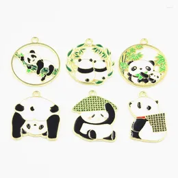 Charms 12pcs Animal Panda With Bamboo Gold Colour Pendants DIY Crafts Making Findings Handmade Fashion Jewellery
