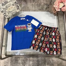 Sommerkleidung Sets Herren- und Damen-Zweiteiler Bärenserie Kinderkleidung Kurzarm T-Shirt Shorts aus reiner Baumwolle mit modischen Elementen Größe 90cm-160cm G11