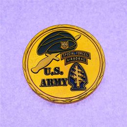Green Beret Special Forces Airborne Liber Engraveable Military Colourized Challenge Art Coin