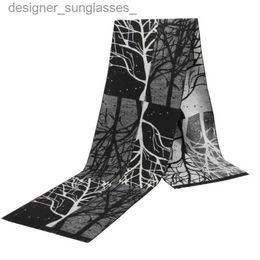 Scarves Men Printed Scarf Winter Jacquard Flannel Tree Pattern Tassels Winter Warm Cashmere Business Style Shls Scarves 180*30CML231122