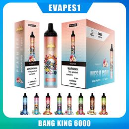 Bang king 6000 Puffs E Cigarette Rechargeable Disposable Vape Mesh Coil 1100mAh Battery Pre-filled 14ml 0% 2% 3% 5% Pods Cartridges Electronic Cigarettes Pen Device ZOOY