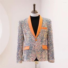 Men's Suits 2024 Casual Sequin Colour Matching Blazer Stage Performance Po Studio Pography Personalised Blazers