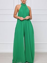 Women's Jumpsuits Rompers Summer Ladies Sleeveless Solid Colour Chiffon Loose Fashion Women's Sexy Jumpsuit Birthday Party Dresses Office Lady 230422