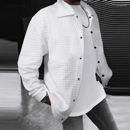 Men's Jackets INCERUN Tops 2023 American Style Mens Fashion Plaid Pocket Design Jacket Coats Autumn Winter Lapel Long Sleeved S-5XL