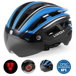 Cycling Helmets Lixada Mountain Bike Helmet Motorcycling Helmet with Back Light Detachable Magnetic Visor UV Protective Safety Helmet unisex J230422