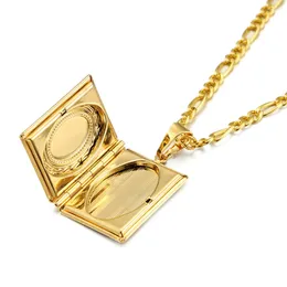 Pendant Necklaces Cross Bible Po Frame Necklace Fashion Charms Square Memory Locket Can Open Pendants Man Women Christian Gifts