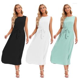 Ethnic Clothing Arab Muslim Skirt European And American Fashion Sleeveless Round Neck Middle East Long Pure Color Hundred Lining