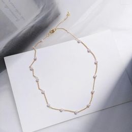 Choker 6Pcs Pearl Beads Women's Neck Chain Gold Colour Jewellery On Pendant Fashion Necklaces For Girl Party Supplies