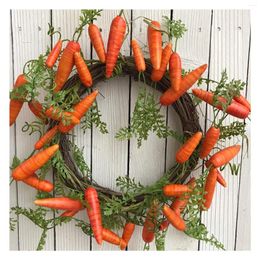 Decorative Flowers Easter Hanging Garland Cute Cartoon Carrot Wreath Decoration Wreaths Ornament Party Home Decor