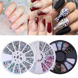 Nail Art Decorations 3 boxes of AB crystal rhinestones set with mixed Colour 3D flat back nail decoration DIY gemstones and charm used for craft 231121