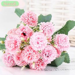 Decorative Flowers Artificial Lilac Flower Vintage Rose Peony Bouquet Home Wedding Decoration Fake DIY Party Holiday Supplies