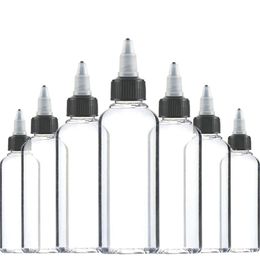 30Pcs 30ml 60ml 100ml 120ml Plastic Empty Ink Vial Top Black Cap Transparent Clear Bottle Tattooing Accessories 2201102931