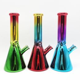 10inch Cololrful Chrome glass bong water pipe 14mm female joint with Bowl and quartz banger for free