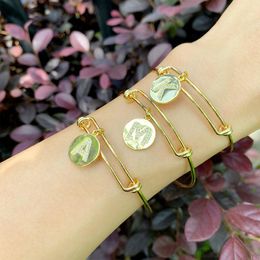 Bangle Gold Color 26 Letters Initial For Women CZ Stone Alphabet DIY Bracelet Fashion Name Jewelry Friends Gifts Brtc34
