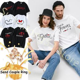 Men's TShirts Men Women TShirt Together Forever Print Summer Couple Short Sleeve Casual Sports Cute Harajuku ONeck Top Lovers Clothes Tee 230421