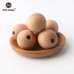 Baby Teethers Toys Let's Make 100PC Wooden Teether Chewable 8-20mm Round Beads Ecofriendly Unfinished Beech Beads DIY Craft Wooden Custom 230422