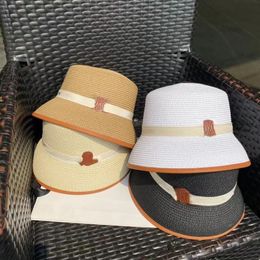 Spring and Summer New Flat Bucket Hat Bucket Hats Bucket Hat Straw Hat Sun-Proof Sun Hats Korean Style Women's Fashion