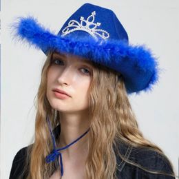 Party Hats Cowboy Hat Women Girls Caps Feather Crown Tiara Cowgirl 231122