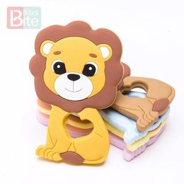 Baby Teethers Toys 10PCS/5PCS Baby Silicone Teether Lion Pendant Food Grade Perle Silicone Bead Teething Rodent Chewable Children'S Goods Toys 230422
