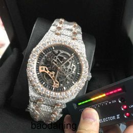 Skeleton Stones Ap Version Watches Moissanite Gold Mixed Silver Pass Test Mens Vvs Diamonds Top Quality Automatic Eta Luxury Full Iced Out 2-tone Watch cy