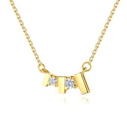 Europe New 18K Gold Plated 3A Zircon Geometry Pendant Necklace Jewelry Charm Women S925 Silver Collar Chain Necklace for Women Wedding Party Valentine's Day Gift SPC