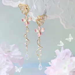 Dangle Earrings MWSONYA Trendy Cute Butterfly Flowers Pendant Flower Pearl Tassel For Women Drop Jewellery