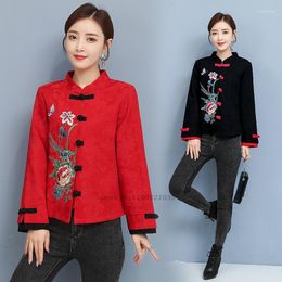 Ethnic Clothing 2023 Traditional Chinese Harajuku Jacket National Coat Women Flower Embroidery Vintage Tang Suit Retro