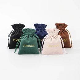 Pendant Necklaces 100pcs Custom Velvet Jewellery Organiser Gift Small Bag Touching Plush Drawstring Packaging Storage Pouch Wedding Favours 231123