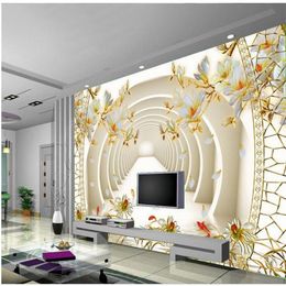 3D three-dimensional expansion space Yulan Jiuyuqiao Cave mural 3d wallpaper 3d wall papers for tv backdrop309u