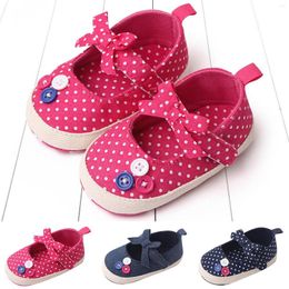 First Walkers Summer Children Infant Toddler Shoes Girls Flat Bottom Casual Round Toe Hook Loop Bow Dot Button Denim