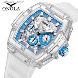 Wristwatches Faion Watch Men and Women Brand ONOLA Luxury Transparent Plastic Waterproof Quartz Silicone Men Watches relojes para hombreQ231123