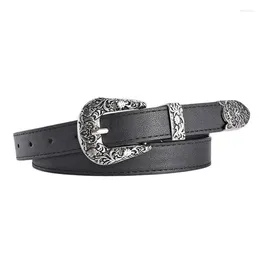 Belts Fashion Metal Carved Buckle Women's Belt PU Leather Retro Y2K Spicy Girl Decorative Jeans Women 2.4 107 CM