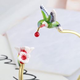 Link Bracelets Personalised Adjustable Enamel Hummingbird With Flower Bracelet