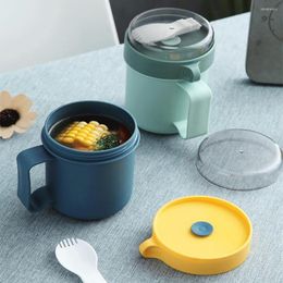 Dinnerware Sets Useful Microwave Heating Breakfast Oatmeal Milk Cup Easy To Clean Soup Built-in Spoon Household Supplies