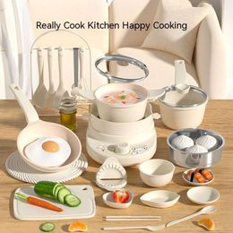 New Mini Kitchenette Children'S Educational Toys Boy And Girl Pretend Play Kitchenette Real Cooking Full Set Chidren Birthday Gifts