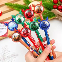 Gel Pens 12/60 Pcs Creative Christmas Elk Sequined Gel Pens Ins Girl Heart Christmas Stationery Cartoon Cute Signature Water-based Pen 231122