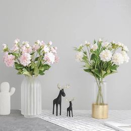 Decorative Flowers Artificial Chinese Herbaceous Peony Bouquet Silk Hand Flower Home Office Party El Wedding Decoration