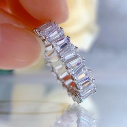2022 Baguette Diamond Ring 100% Real 925 sterling silver Party Wedding band Rings for Women Bridal Promise Engagement Jewelry
