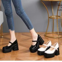 Dress Shoes Spring And Autumn Vintage One Line Buckle Wedge Heel Thick Sole Single Shoe Heightened Mary Jane High Heels