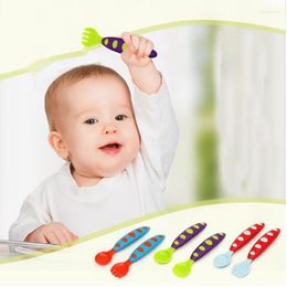 Dinnerware Sets Child Tableware Fork Spoon Set Toddler Cutlery Training With Box For Infant Baby Feeding Utensils
