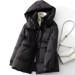 Women's Trench Coats 2023 Winter Women Hooded Cotton Jacket Elastic Drawstring Elegant Fashion Simplicity Warm Parkas Female Loose Casual