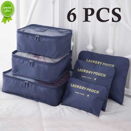 New 6 PCS Travel Organizer Storage Bag Set for Clothes Tidy Wardrobe Suitcase Pouch Travel Organizer Bag Case Shoes Packing Cube Bag