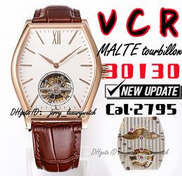 VCR Luxury Men's Watch 30130 Malte Tourbillon Watch, 38x48mm, new CAL.2795 mechanical movement. Sapphire mirror, wine barrel, gold white