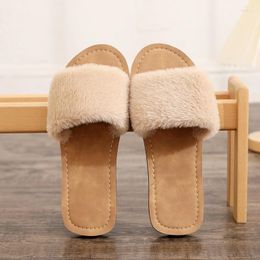 Slippers Women Winter House Furry Non-Slip Casual Indoor Flats Floor Shoes Ladies Flip Flops Warm Solid Chaussure Femme