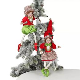 Christmas Decorations One Pair Christmas Ornaments Plush Dolls Fabric Handmade Plush Elf Toy Ornaments Plush Elf Toy Boy And Girl Handmade 231122