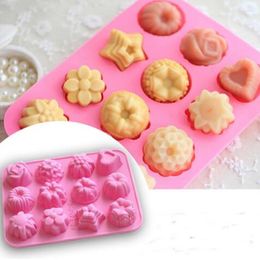 Baking Moulds 12 Holes Silicone Mould Cake Decorating Tools Chocolate Cookie Wedding Bakeware Pastry Fondant Sugarcraft