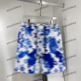 xinxinbuy Men women designer Shorts pant tie dye Camouflage letter printing beach pants Spring summer brown white black gray M-3XL