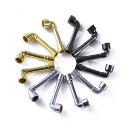 Mini Colourful Zinc Alloy Pipes Portable Wrench L Shape Multifunctional Philtre Smoking Hand Tube Dry Herb Tobacco Silver Screen Bowl Easy Clean Handpipe DHL