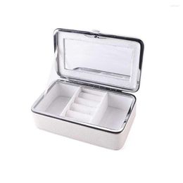 Jewelry Pouches Rectangular Box Mirror Storage Simple Display Organizer Ring Earrings Case Pendants Bracelet Storing Holder